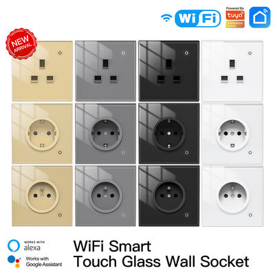 95v Wifi Smart Wall Socket Glass Panel Outlet Power Monitor Relay Status And Light Mode
