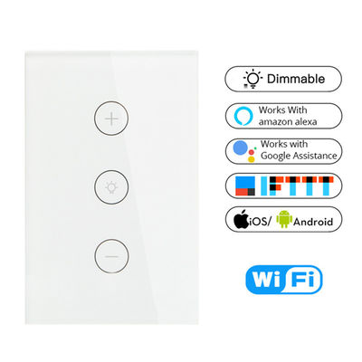 SHUWEI US Standard White APP Tuya 3 Way Wifi Dimmer Switch 10A