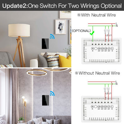 Zigbee Smart Wifi Wall Switch No Neutral Touch Glass Screen Panel