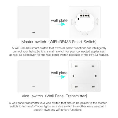 1 2 3 4 Gang Smart Light Push Button Switch With Remote Tuya Remote Control Home Wall Light Switch