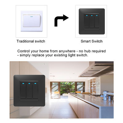 EU UK Standard Life App Smart Wifi Wall Switch White Black 3 Gang 2 Way Wifi Light Switch