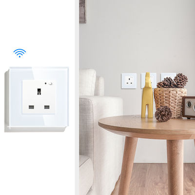 Tuya 2021 13A Outlet Universal Smart Wifi Socket Plug Glass Panel Wall Socket Uk