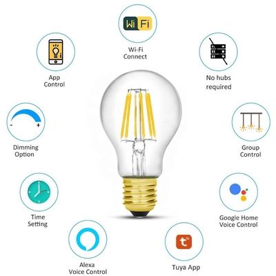 Wireless 6 Watt Smart Wifi LED Bulb CT 2700K Soft Warm White Voice Control Light Bulb