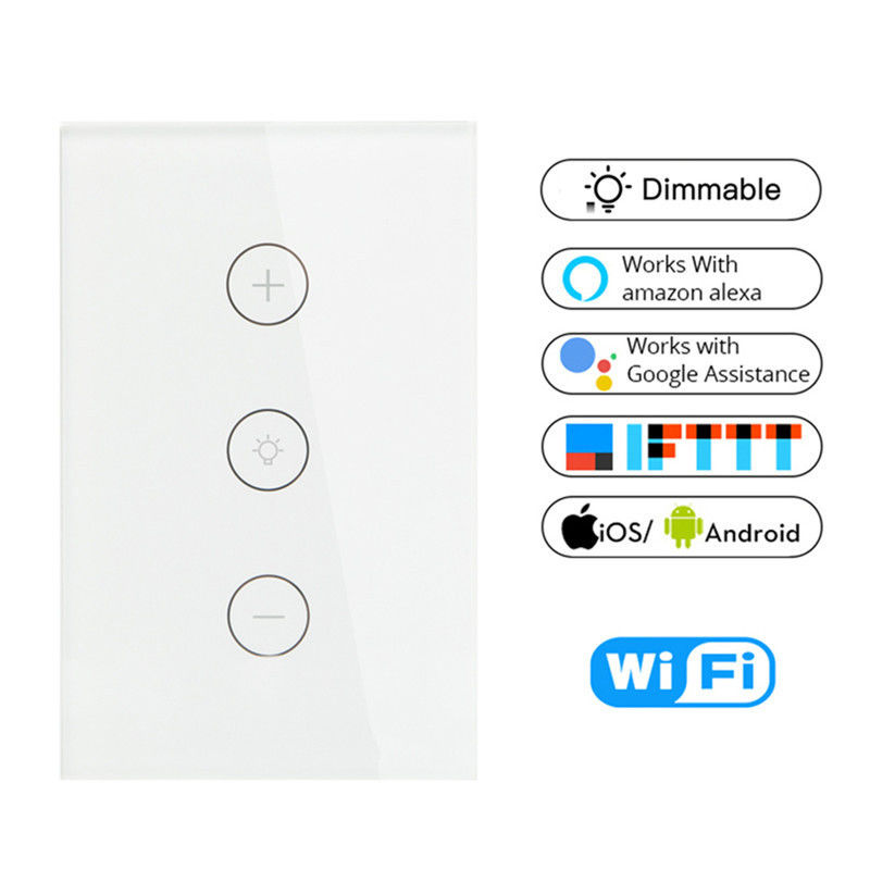 SHUWEI US Standard White APP Tuya 3 Way Wifi Dimmer Switch 10A