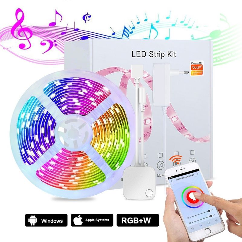 30W 16 Million Colors Wifi Rgb LED Strip Light 16.4ft With App Control